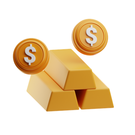 Gold Bars And Coins  3D Icon