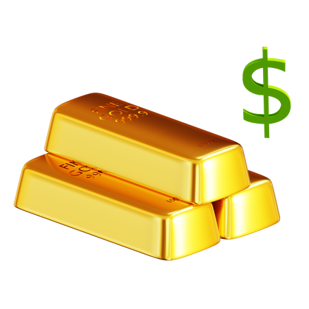 Gold Bars Dollar  3D Icon