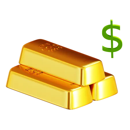 Gold Bars Dollar  3D Icon