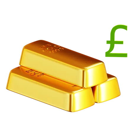 Gold Bars Pound Sign  3D Icon