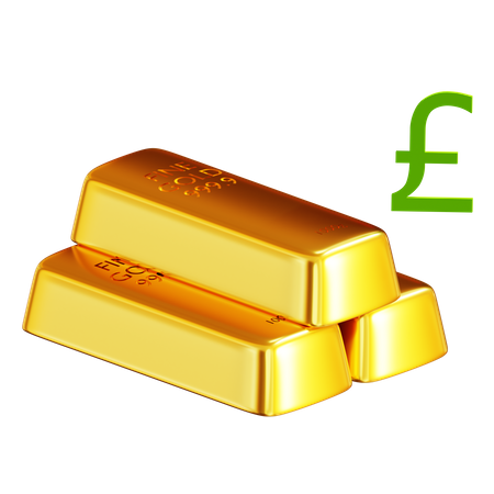 Gold Bars Pound Sign  3D Icon