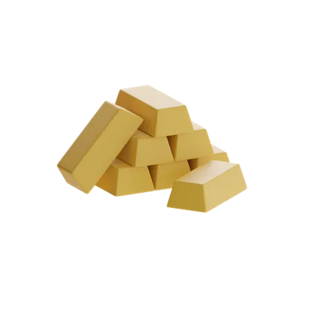 Gold Bars Stack  3D Icon