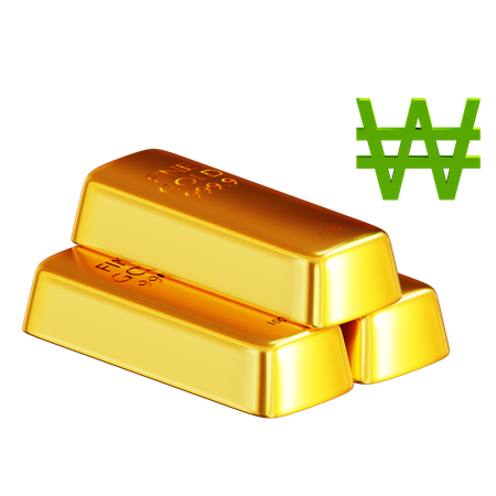 Gold Bars Won Korean Sign  3D Icon