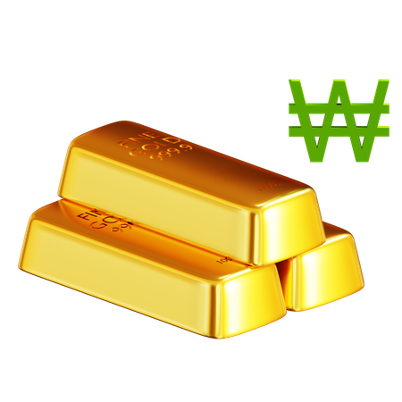 Gold Bars Won Korean Sign 3D Icon