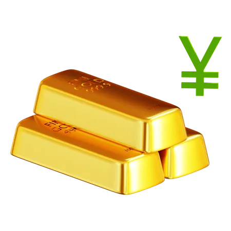 Gold Bars Yen Yuan  3D Icon