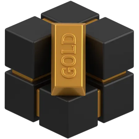 Gold blockchain  3D Icon