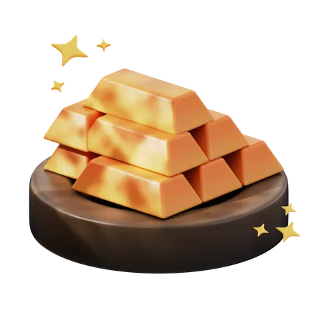 금 벽돌  3D Icon