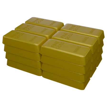 Gold Bricks  3D Icon