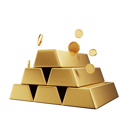 Gold Bricks 3D Illustration
