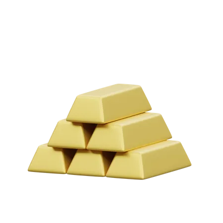 3 D Object Rendering Of Group Of Gold Bar Icon Isolated Rich 3D Illustration