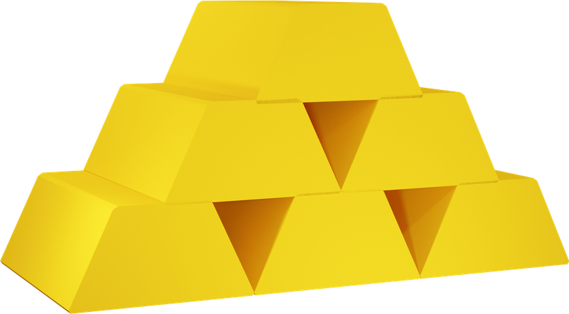 Gold Bricks 3D Illustration