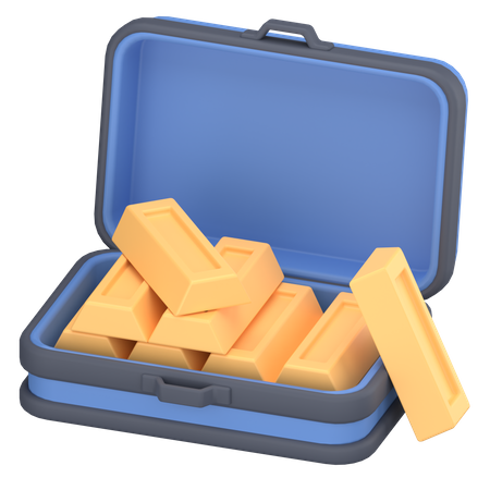 Gold briefcase  3D Icon