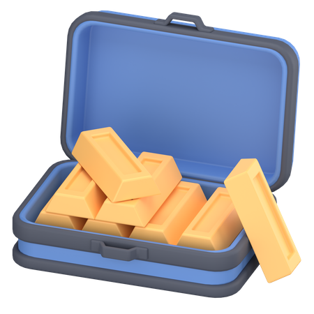 Gold briefcase  3D Icon