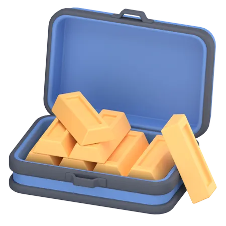 Gold In Briefcase 3D Icon