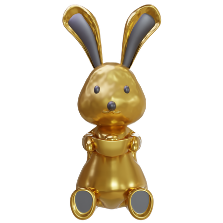 Gold Bunny 3D Icon