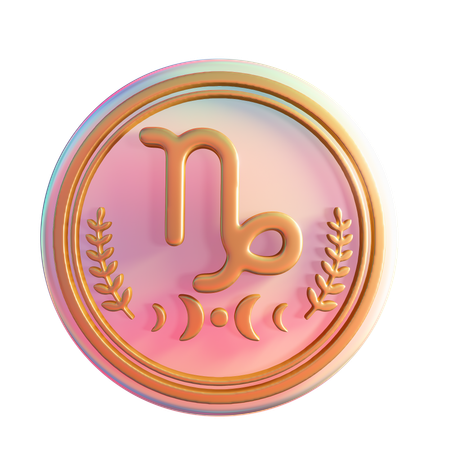 금색 염소자리 엠블럼  3D Icon