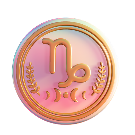 Gold Capricorn Emblem  3D Icon