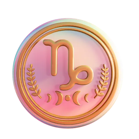 Gold Capricorn Emblem  3D Icon