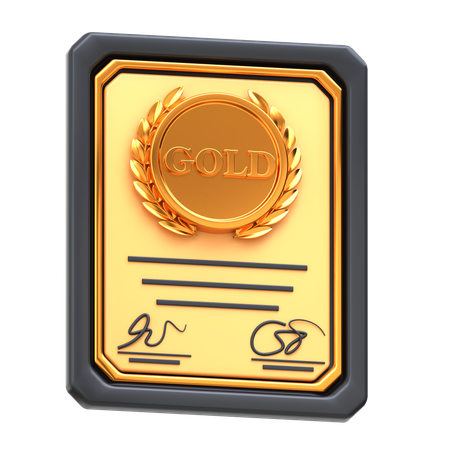 Gold Certificate  3D Icon