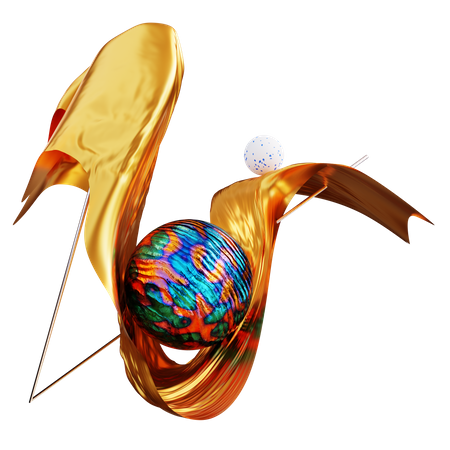 Gold Cloth Sphere  3D Illustration