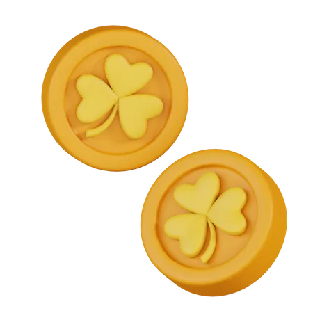 Gold Clover Coin  3D Icon