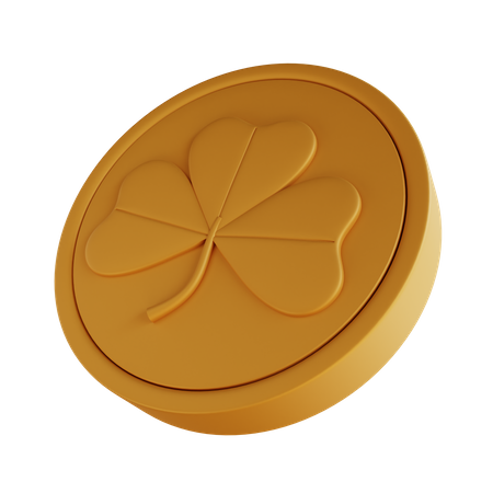 Gold Clover Coin  3D Icon