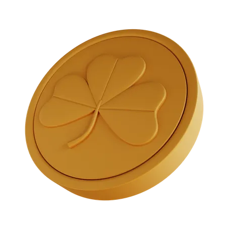 Gold Clover Coin  3D Icon