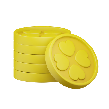 Gold Clover Coin  3D Icon