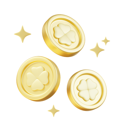 Gold Clover Coins  3D Icon