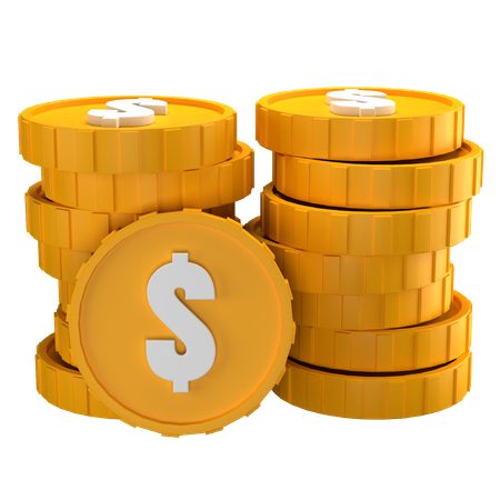 Dollar Coin Stack 3D Icon