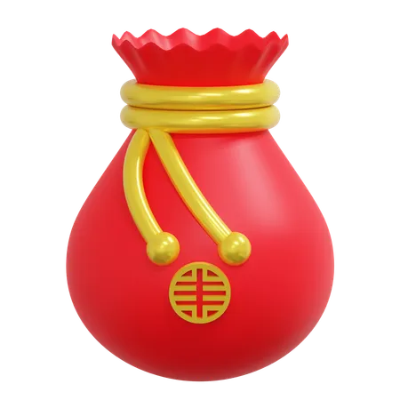 Gold Coin Bag Chinese New Year 3 D Icon Illustration 3D Icon
