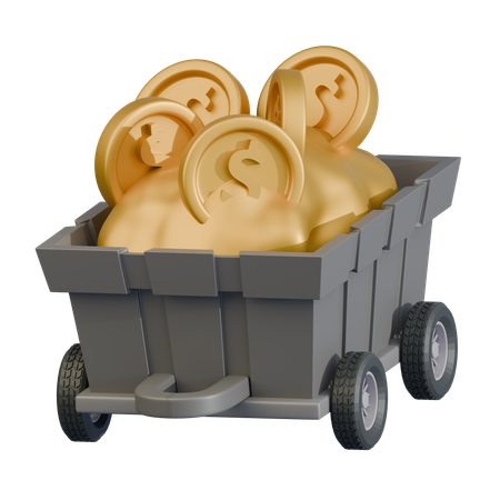 Gold Coin Cart  3D Icon