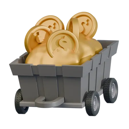 Gold Coin Cart  3D Icon