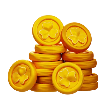 3 D Illustration Gold Coin Clover 3D Icon
