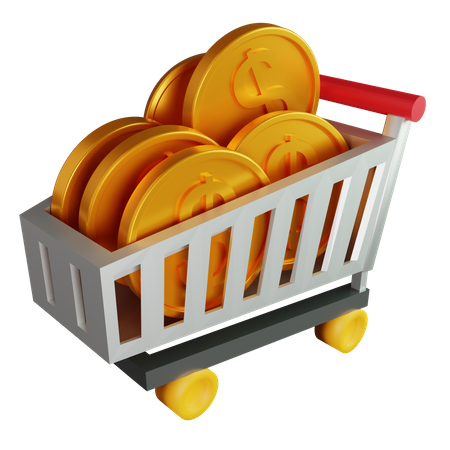 Gold coin trolley  3D Icon