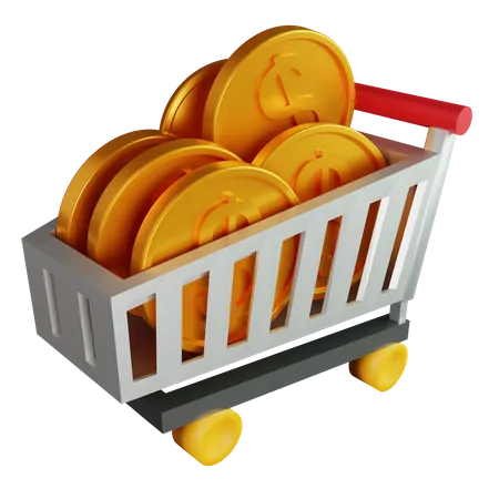 Gold coin trolley  3D Icon