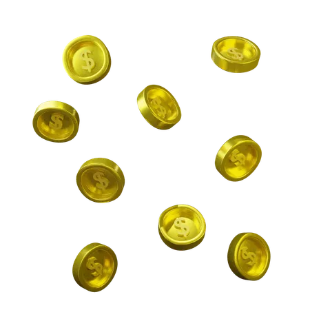 Gold Coins Falling 3D Icon