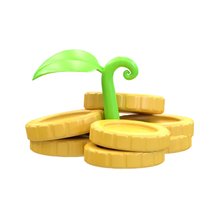 Coin With Plant For Investment 3 D Rendering Illustration 3D Illustration