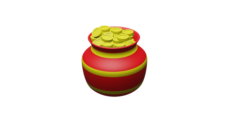 Gold Coins Kalash  3D Icon