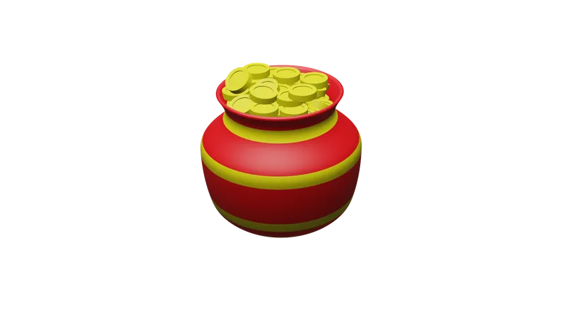 Gold Coins Kalash  3D Icon