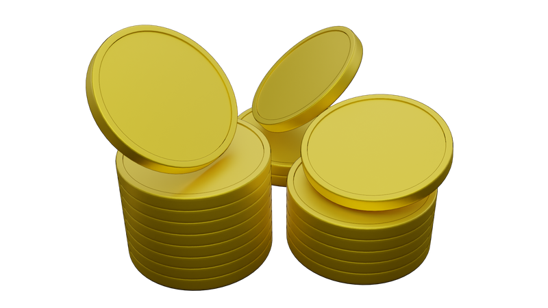 Gold Coins Stack 3D Illustration