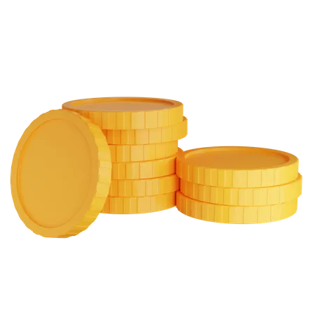 Gold Coins Two Stack With One Coin Facing Front 3 D Render Illustration 3D Icon