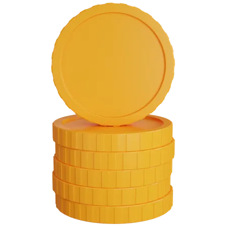Single Gold Coin Stack With One Coin On 3 D Render Illustration 3D Icon