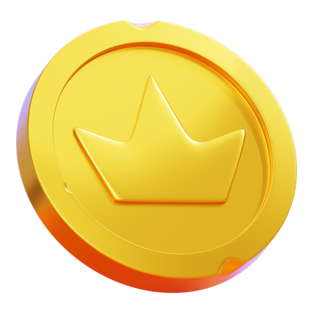 Gold Crown Coin  3D Icon