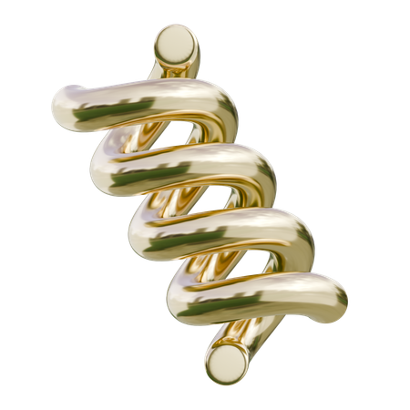 Gold Dna Helix Abstract Shape  3D Icon