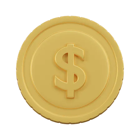 Gold Dollar Coin  3D Icon