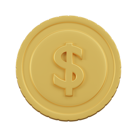 Gold Dollar Coin  3D Icon