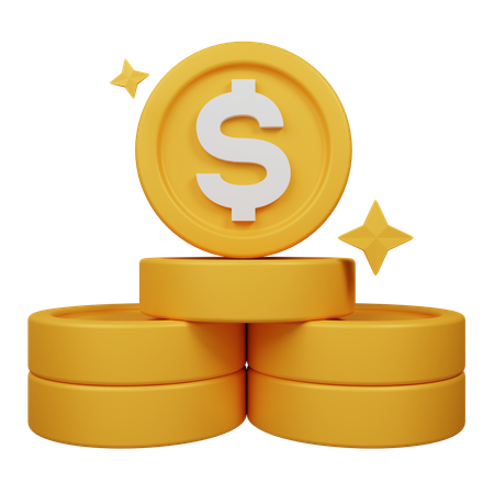 Gold Dollar Coin  3D Icon