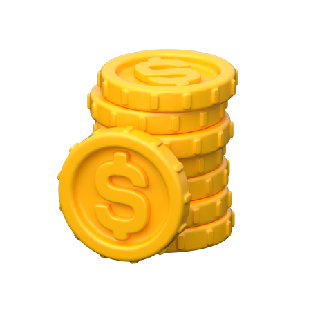 Gold Dollar Coins  3D Icon