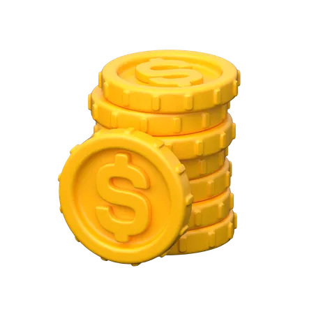 Gold Dollar Coins 3 D Icon Featuring Shiny Gold Coins Symbolizing Monetary Value Wealth And Financial Stability In Currency Markets 3D Icon